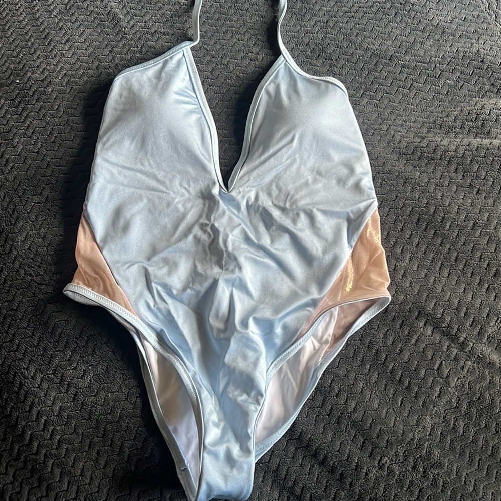 Baby blue bathing suit from pink